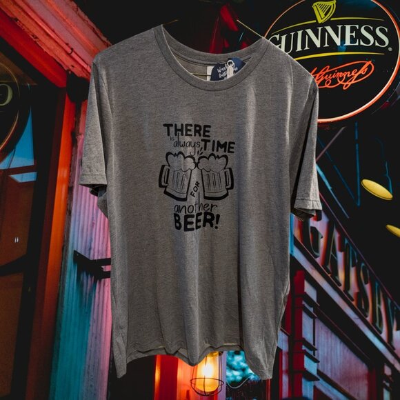 Men’s Gray T-Shirt – "There's Always Time for Beer" – Size XL - Picture 2 of 4